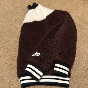 White Brown Women's Faux Fur Long Sleeve Full Zip Jacket